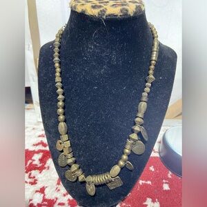 NWT Yousi Bronze Tone Bead and Charm Necklace